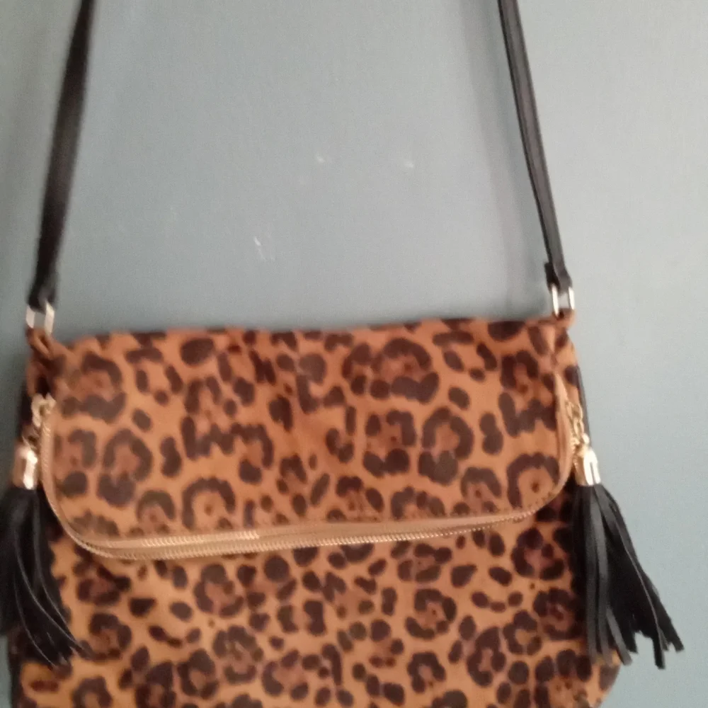 Leopard Print Fold Over‎ Tassel Crossbody Bag